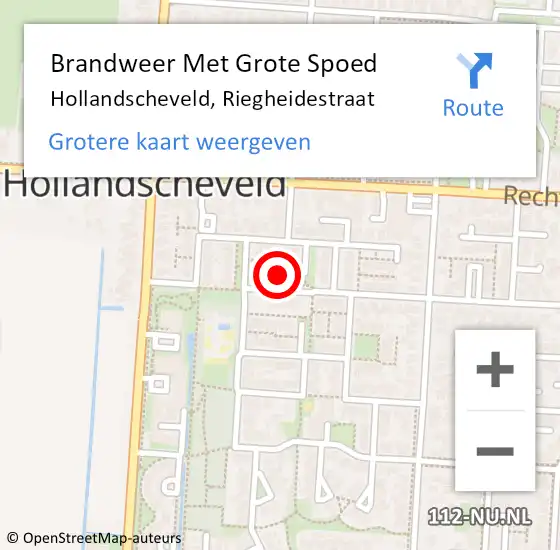 Locatie op kaart van de 112 melding: Brandweer Met Grote Spoed Naar Hollandscheveld, Riegheidestraat op 10 februari 2015 12:33