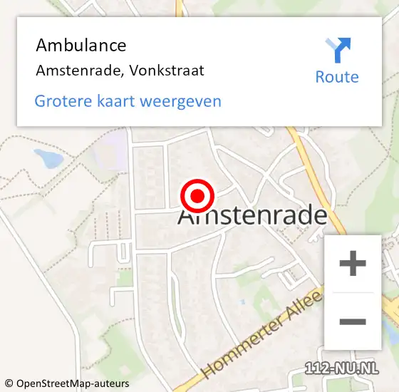 Locatie op kaart van de 112 melding: Ambulance Amstenrade, Vonkstraat op 29 oktober 2013 12:12