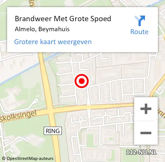 Locatie op kaart van de 112 melding: Brandweer Met Grote Spoed Naar Almelo, Beymahuis op 10 februari 2015 12:46