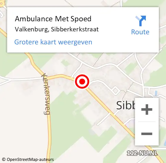 Locatie op kaart van de 112 melding: Ambulance Met Spoed Naar Valkenburg, Sibberkerkstraat op 10 februari 2015 13:05