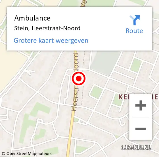 Locatie op kaart van de 112 melding: Ambulance Stein, Heerstraat-Noord op 10 februari 2015 13:07