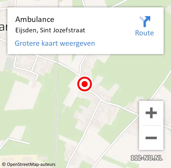 Locatie op kaart van de 112 melding: Ambulance Eijsden, Sint Jozefstraat op 10 februari 2015 13:28