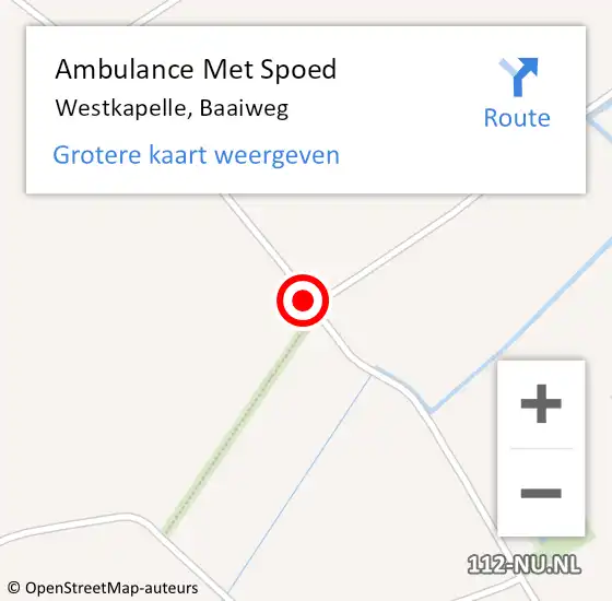 Locatie op kaart van de 112 melding: Ambulance Met Spoed Naar Westkapelle, Baaiweg op 10 februari 2015 13:53