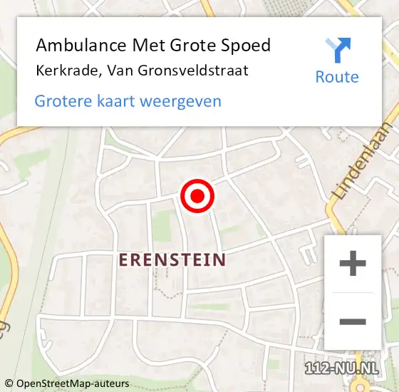 Locatie op kaart van de 112 melding: Ambulance Met Grote Spoed Naar Kerkrade, Van Gronsveldstraat op 10 februari 2015 14:00