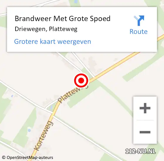 Locatie op kaart van de 112 melding: Brandweer Met Grote Spoed Naar Driewegen, Platteweg op 10 februari 2015 14:01