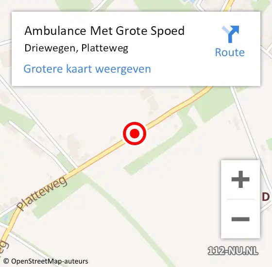 Locatie op kaart van de 112 melding: Ambulance Met Grote Spoed Naar Driewegen, Platteweg op 10 februari 2015 14:19