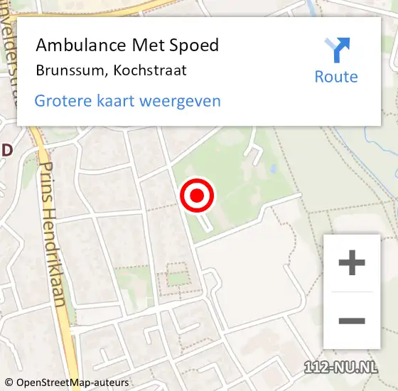 Locatie op kaart van de 112 melding: Ambulance Met Spoed Naar Brunssum, Kochstraat op 10 februari 2015 14:59