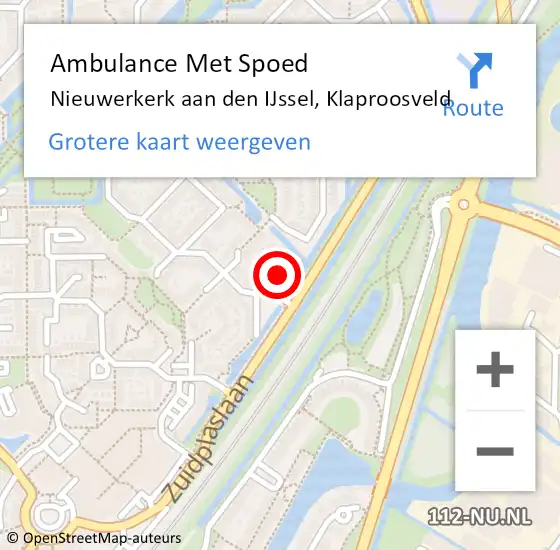 Locatie op kaart van de 112 melding: Ambulance Met Spoed Naar Nieuwerkerk aan den IJssel, Klaproosveld op 10 februari 2015 15:29