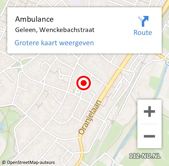 Locatie op kaart van de 112 melding: Ambulance Geleen, Wenckebachstraat op 10 februari 2015 15:39