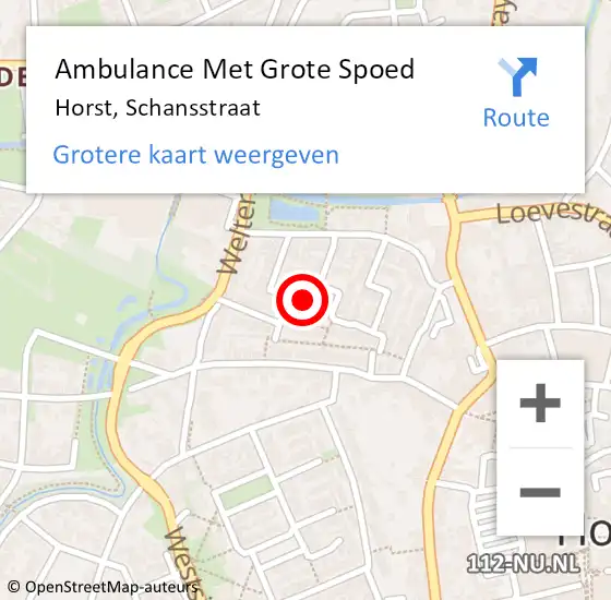 Locatie op kaart van de 112 melding: Ambulance Met Grote Spoed Naar Horst, Schansstraat op 10 februari 2015 15:40