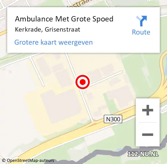 Locatie op kaart van de 112 melding: Ambulance Met Grote Spoed Naar Kerkrade, Grisenstraat op 10 februari 2015 16:15