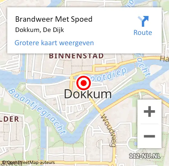 Locatie op kaart van de 112 melding: Brandweer Met Spoed Naar Dokkum, De Dijk op 29 oktober 2013 12:32