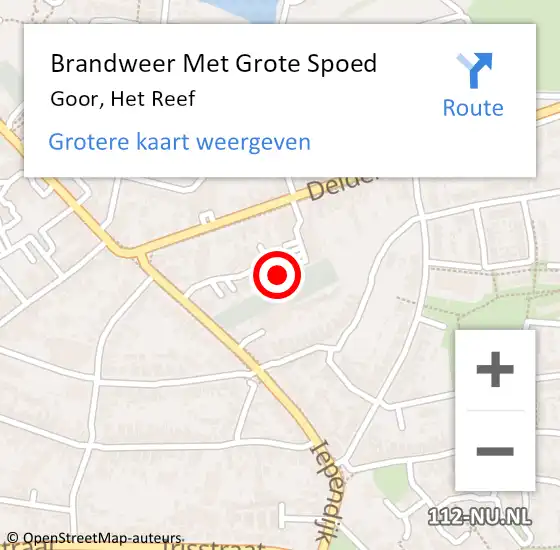 Locatie op kaart van de 112 melding: Brandweer Met Grote Spoed Naar Goor, Het Reef op 10 februari 2015 16:49