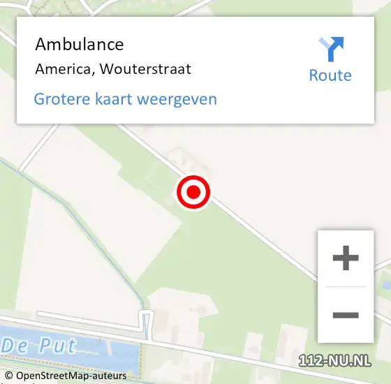 Locatie op kaart van de 112 melding: Ambulance America, Wouterstraat op 10 februari 2015 16:52