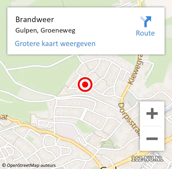 Locatie op kaart van de 112 melding: Brandweer Gulpen, Groeneweg op 10 februari 2015 16:52