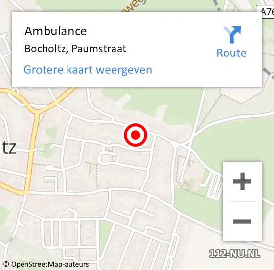 Locatie op kaart van de 112 melding: Ambulance Bocholtz, Paumstraat op 10 februari 2015 17:13