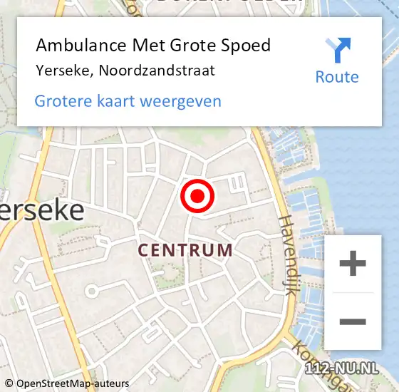 Locatie op kaart van de 112 melding: Ambulance Met Grote Spoed Naar Yerseke, Noordzandstraat op 10 februari 2015 17:54