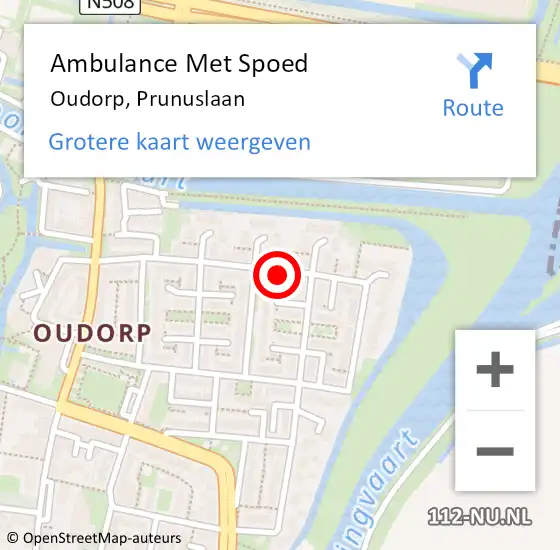 Locatie op kaart van de 112 melding: Ambulance Met Spoed Naar Oudorp, Prunuslaan op 10 februari 2015 18:11