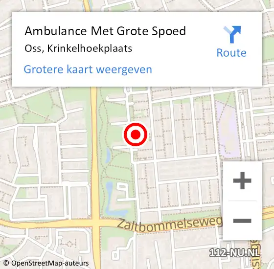 Locatie op kaart van de 112 melding: Ambulance Met Grote Spoed Naar Oss, Krinkelhoekplaats op 10 februari 2015 18:19