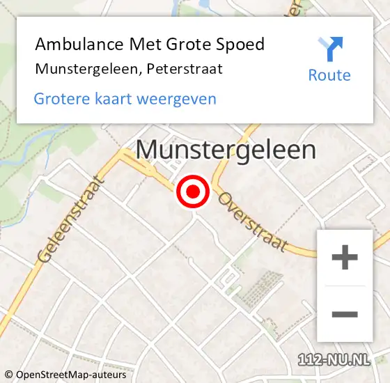 Locatie op kaart van de 112 melding: Ambulance Met Grote Spoed Naar Munstergeleen, Peterstraat op 10 februari 2015 18:22