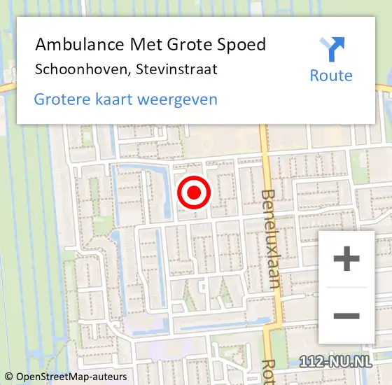 Locatie op kaart van de 112 melding: Ambulance Met Grote Spoed Naar Schoonhoven, Stevinstraat op 10 februari 2015 19:14