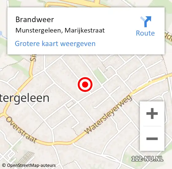 Locatie op kaart van de 112 melding: Brandweer Munstergeleen, Marijkestraat op 10 februari 2015 19:23