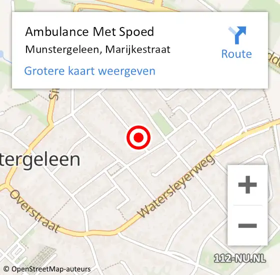 Locatie op kaart van de 112 melding: Ambulance Met Spoed Naar Munstergeleen, Marijkestraat op 10 februari 2015 19:23