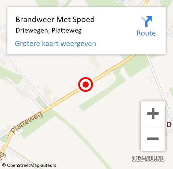 Locatie op kaart van de 112 melding: Brandweer Met Spoed Naar Driewegen, Platteweg op 10 februari 2015 20:02