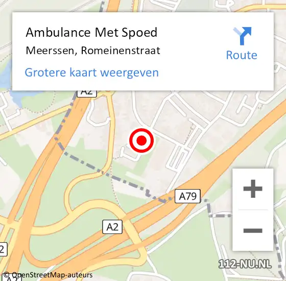 Locatie op kaart van de 112 melding: Ambulance Met Spoed Naar Meerssen, Romeinenstraat op 10 februari 2015 20:08