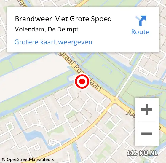 Locatie op kaart van de 112 melding: Brandweer Met Grote Spoed Naar Volendam, De Deimpt op 10 februari 2015 20:10