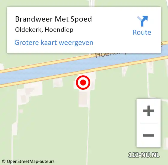 Locatie op kaart van de 112 melding: Brandweer Met Spoed Naar Oldekerk, Hoendiep op 10 februari 2015 20:21