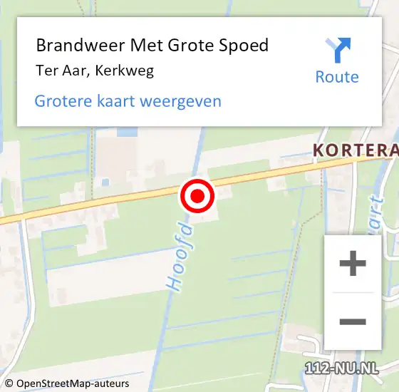 Locatie op kaart van de 112 melding: Brandweer Met Grote Spoed Naar Ter Aar, Kerkweg op 10 februari 2015 20:51