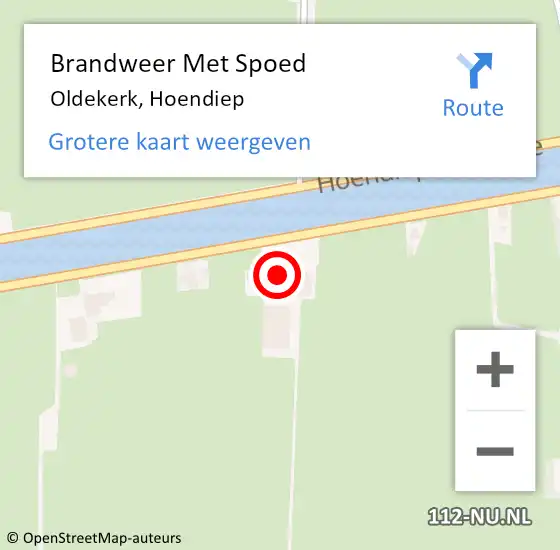 Locatie op kaart van de 112 melding: Brandweer Met Spoed Naar Oldekerk, Hoendiep op 10 februari 2015 20:55