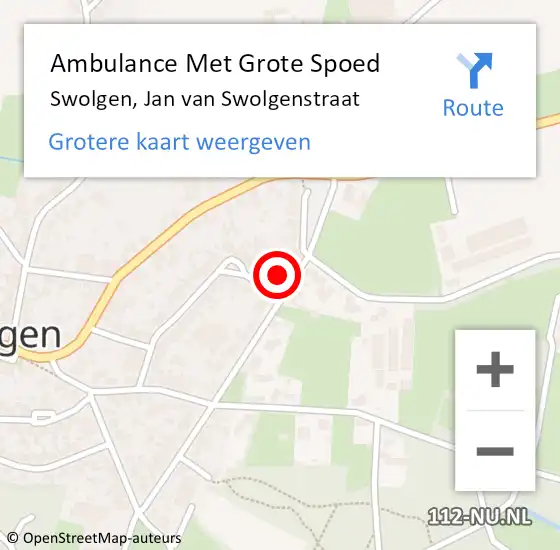 Locatie op kaart van de 112 melding: Ambulance Met Grote Spoed Naar Swolgen, Jan van Swolgenstraat op 10 februari 2015 21:06