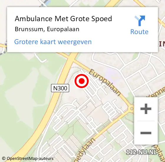 Locatie op kaart van de 112 melding: Ambulance Met Grote Spoed Naar Brunssum, Europalaan op 10 februari 2015 21:08