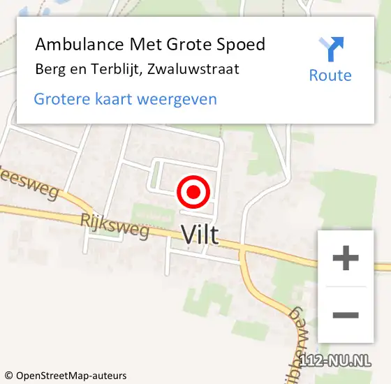 Locatie op kaart van de 112 melding: Ambulance Met Grote Spoed Naar Berg en Terblijt, Zwaluwstraat op 10 februari 2015 23:25