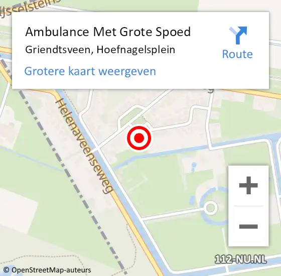 Locatie op kaart van de 112 melding: Ambulance Met Grote Spoed Naar Griendtsveen, Hoefnagelsplein op 11 februari 2015 00:07