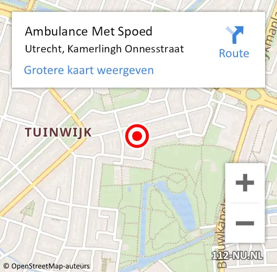 Locatie op kaart van de 112 melding: Ambulance Met Spoed Naar Utrecht, Kamerlingh Onnesstraat op 29 oktober 2013 13:06