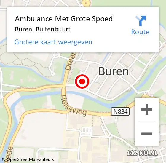Locatie op kaart van de 112 melding: Ambulance Met Grote Spoed Naar Buren, Buitenbuurt op 11 februari 2015 02:11