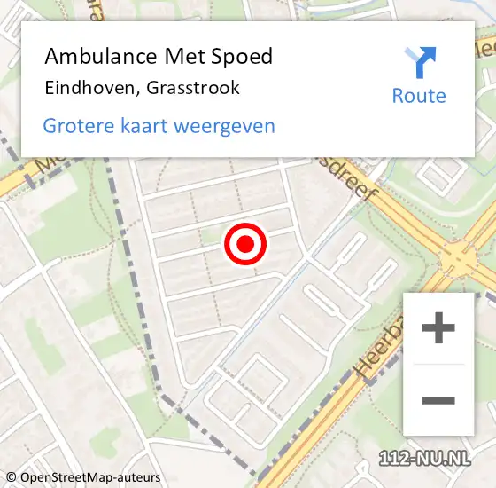 Locatie op kaart van de 112 melding: Ambulance Met Spoed Naar Eindhoven, Grasstrook op 11 februari 2015 02:25