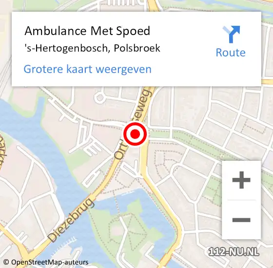 Locatie op kaart van de 112 melding: Ambulance Met Spoed Naar 's-Hertogenbosch, Vught op 11 februari 2015 04:31
