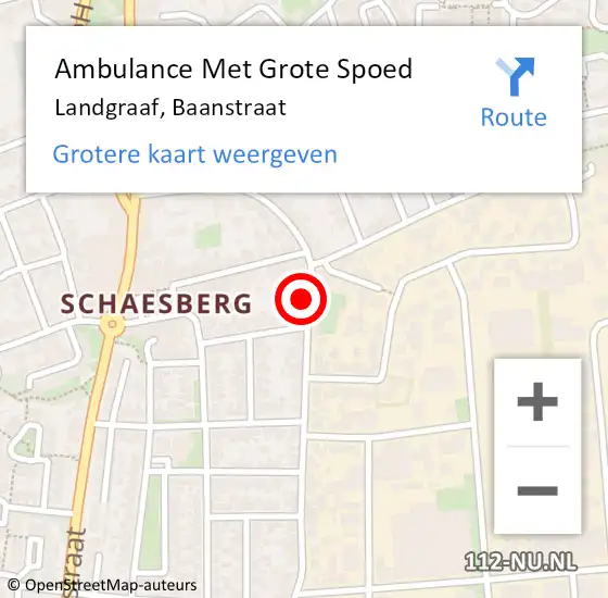 Locatie op kaart van de 112 melding: Ambulance Met Grote Spoed Naar Landgraaf, Baanstraat op 11 februari 2015 05:12