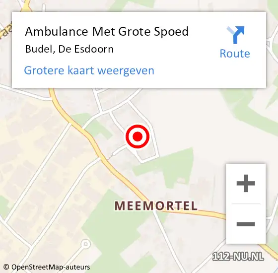 Locatie op kaart van de 112 melding: Ambulance Met Grote Spoed Naar Budel, De Esdoorn op 11 februari 2015 07:55