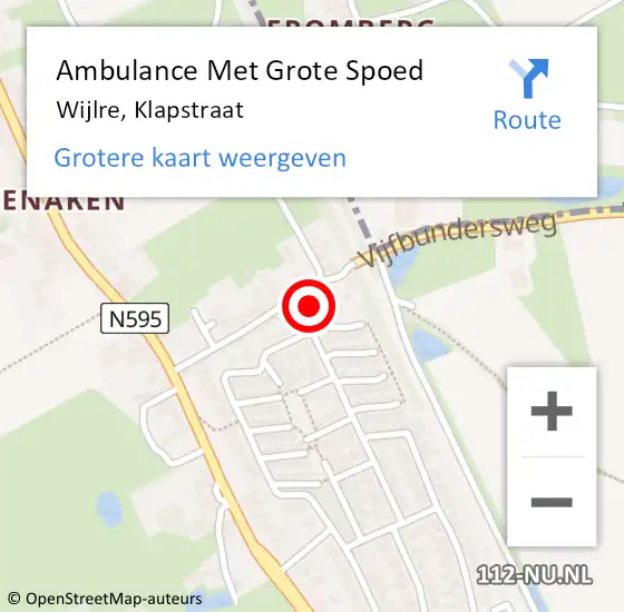 Locatie op kaart van de 112 melding: Ambulance Met Grote Spoed Naar Wijlre, Klapstraat op 11 februari 2015 08:14