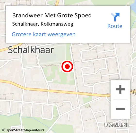 Locatie op kaart van de 112 melding: Brandweer Met Grote Spoed Naar Schalkhaar, Kolkmansweg op 11 februari 2015 08:20