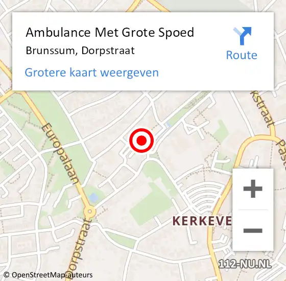 Locatie op kaart van de 112 melding: Ambulance Met Grote Spoed Naar Brunssum, Dorpstraat op 11 februari 2015 08:26