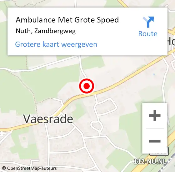 Locatie op kaart van de 112 melding: Ambulance Met Grote Spoed Naar Nuth, Zandbergweg op 11 februari 2015 08:26