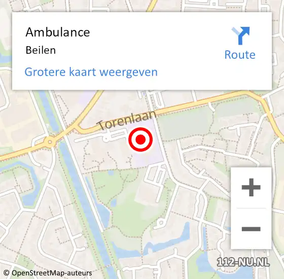 Locatie op kaart van de 112 melding: Ambulance Beilen op 11 februari 2015 08:34