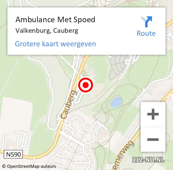 Locatie op kaart van de 112 melding: Ambulance Met Spoed Naar Valkenburg, Cauberg op 11 februari 2015 08:56