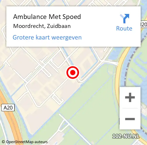 Locatie op kaart van de 112 melding: Ambulance Met Spoed Naar Moordrecht, Zuidbaan op 11 februari 2015 09:25